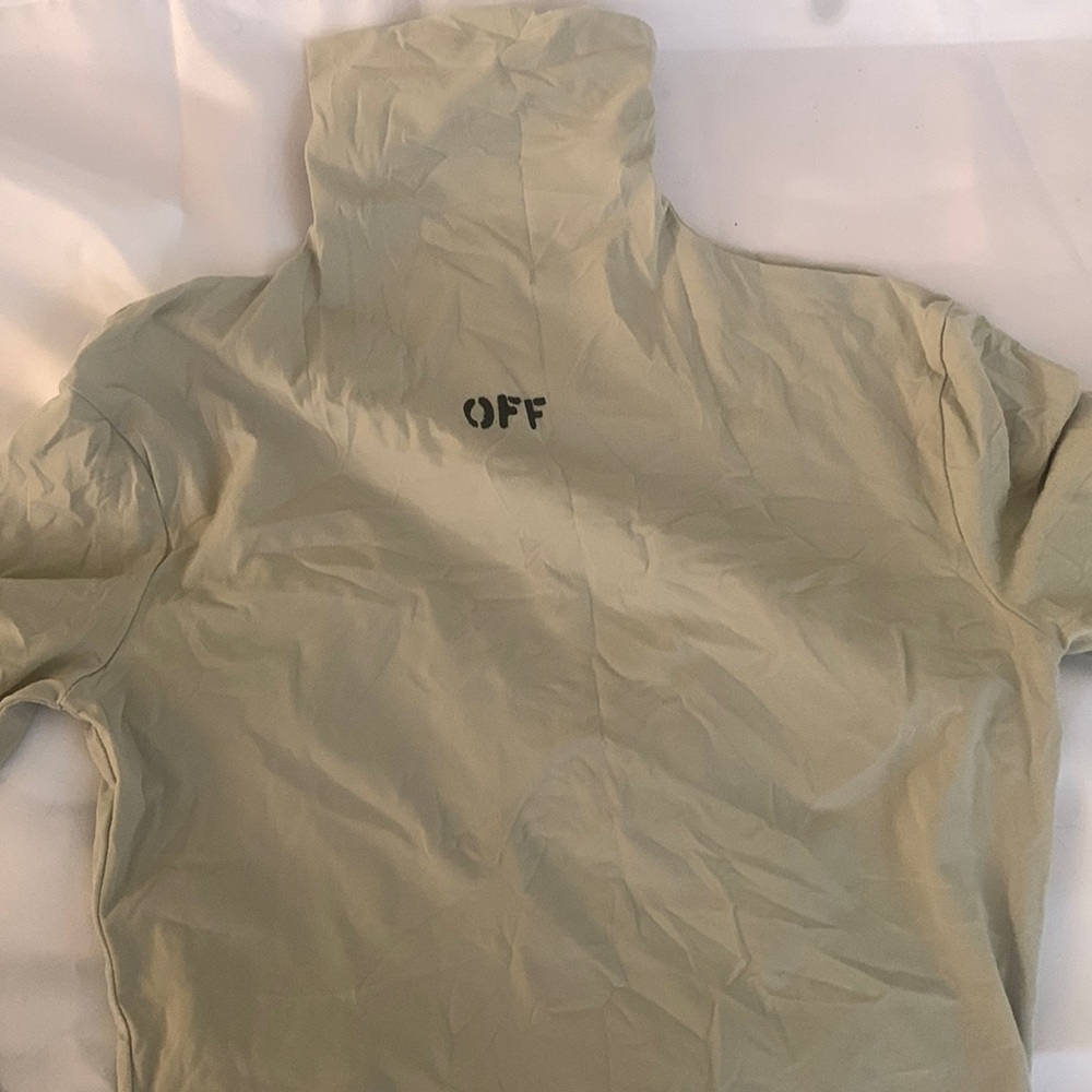 Off-White Women's Light Olive Green High Neck Top